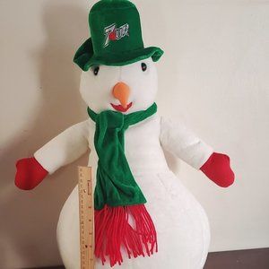 Vintage 7Up Plush Snowman. Advertising Piece. 23". Great Condition.